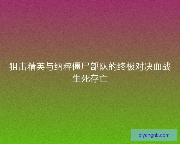 狙击精英与纳粹僵尸部队的终极对决血战生死存亡